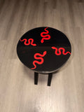 20” Round Epoxy Accent Table - Red Serpent