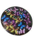 20” Round Epoxy Accent Table – Black Butterfly