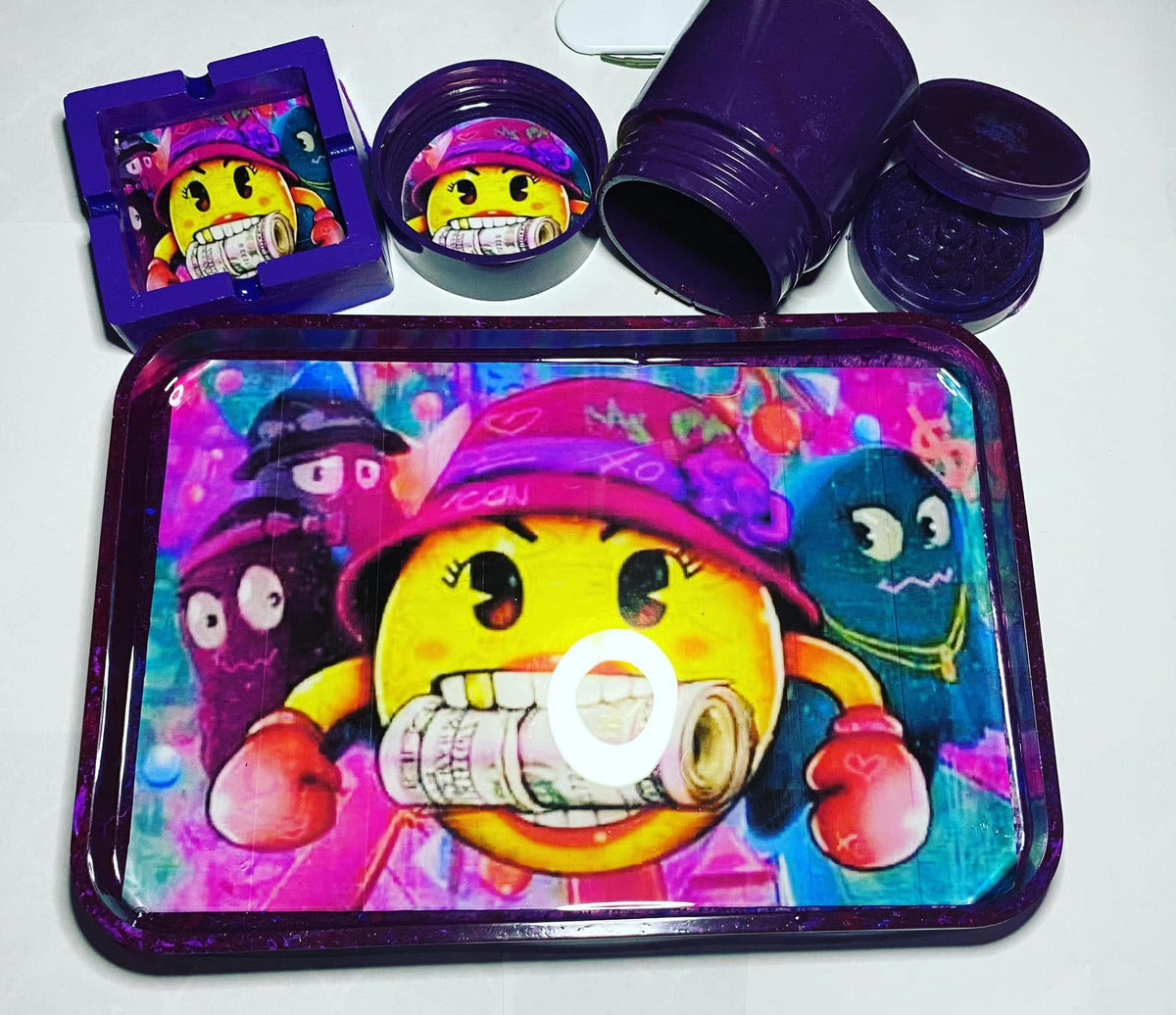 Epoxy Rolling Tray Set- 4pc Cartoon Design