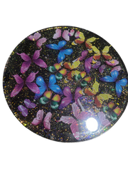 20” Round Epoxy Accent Table – Black Butterfly